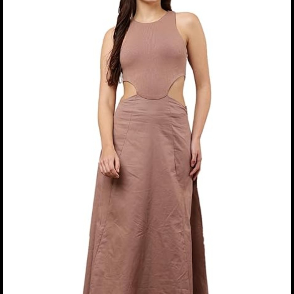 Zara Pink Sheath Maxi Dress Halter Sleeveless